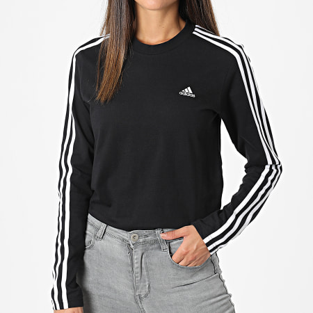 Adidas Performance - Camiseta manga larga mujer 3 rayas HF7261 Negro