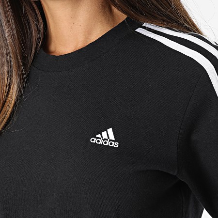 Adidas Sportswear - Tee Shirt Manches Longues Femme 3 Stripes HF7261 Noir