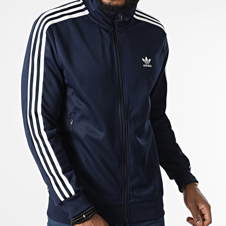 Adidas Originals - HK7364 Giacca con zip a righe blu navy