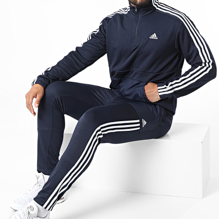 Adidas Sportswear - HE2232 Tuta da ginnastica a righe blu navy