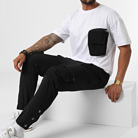 Classic Series - F22-909T Conjunto de camiseta y pantalón de chándal con bolsillos en blanco y negro