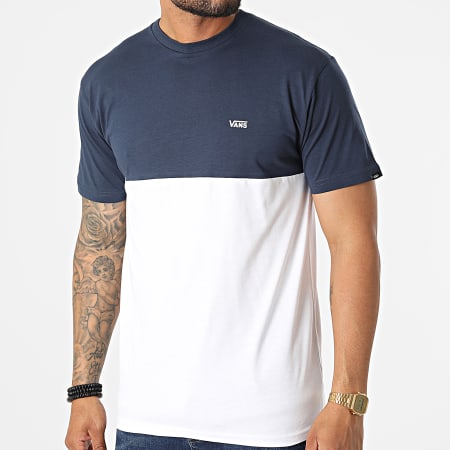 Vans - A3CZD Camiseta blanca azul marino