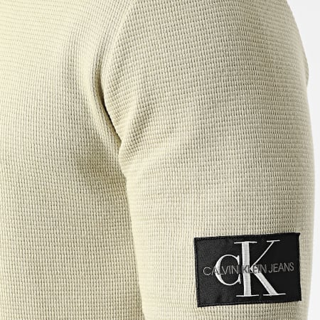 Calvin Klein - Felpa girocollo Monogram Badge Waffle 6610 Beige