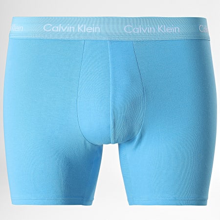 Calvin Klein - Juego de 3 bóxers de algodón elástico NB1770A Azul Beige Amarillo