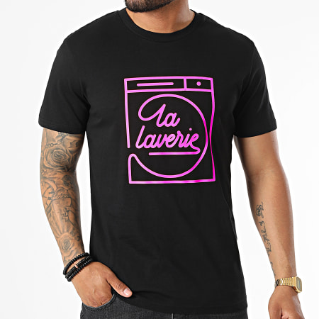 AP du 113 - Camiseta La Laverie Negro Rosa Fluo