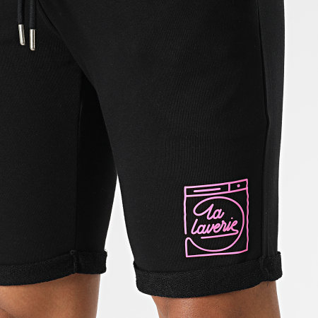 AP du 113 - La Laverie Pantaloncini da jogging nero rosa fluo