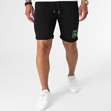 AP du 113 - La Laverie Jogging Shorts Negro Verde Fluo