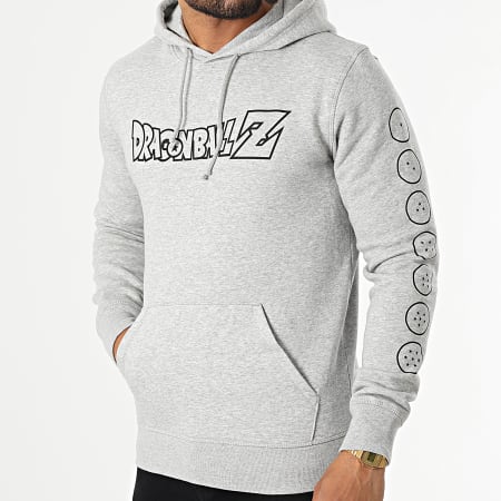 Dragon Ball Z - Sweat Capuche Front And Sleeve Gris Chiné Noir
