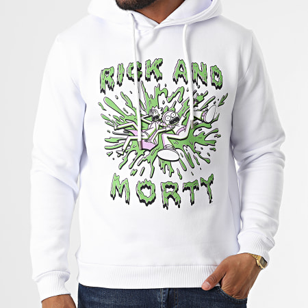 Rick Et Morty - Felpa con cappuccio Splash Bianco