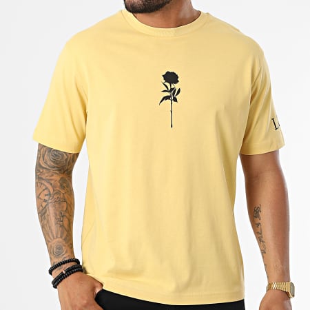 Luxury Lovers - Tee Shirt Oversize Large Roses Yellow Black