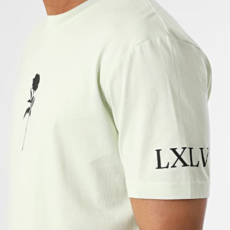Luxury Lovers - Tee Shirt Oversize Large Roses Vert Clair Noir