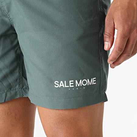 Sale Môme Paris - Short De Bain Small Logo Vert Foncé Blanc