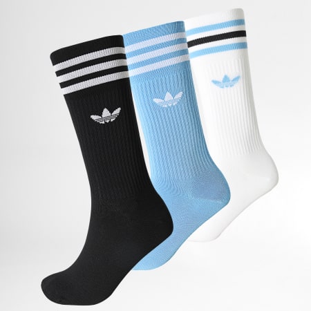 Adidas Originals - Set di 3 paia di calzini solidi HL6765 Bianco Blu Nero