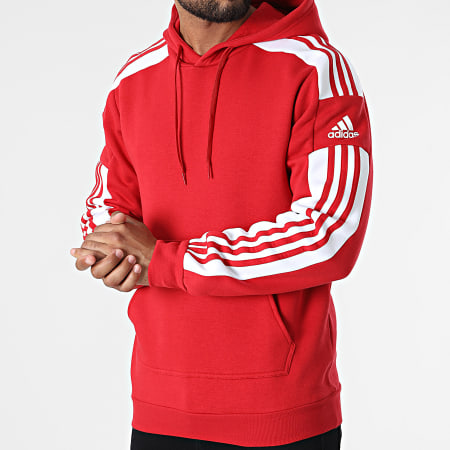 Adidas Sportswear - Felpa con cappuccio a righe HC6282 Rosso