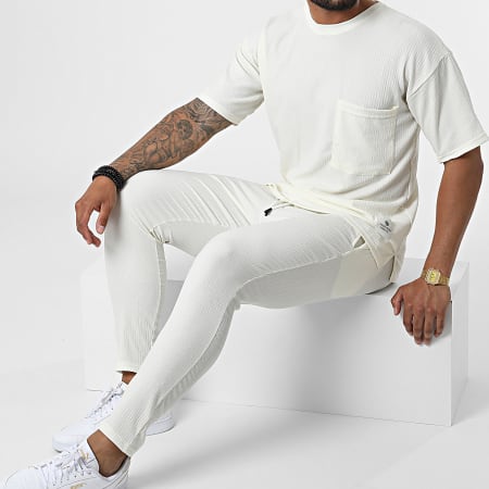 Classic Series - Conjunto de camiseta de bolsillo y pantalón de chándal PP017-PPE004 Blanco