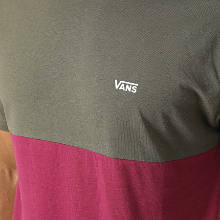 Vans - Tee Shirt Colorblock Vert Kaki Bordeaux