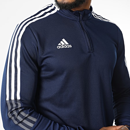Adidas Sportswear - Sweat Col Zippé A Bandes GE5426 Bleu Marine