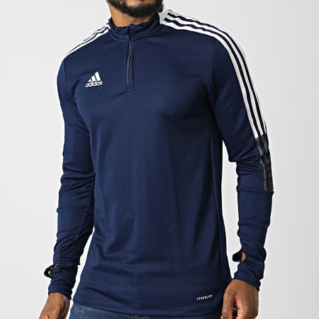 Adidas Sportswear - Navy GE5426 Felpa a righe con collo a zip