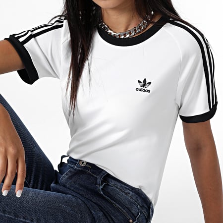 Adidas Originals - Tee Shirt Femme A Bandes HM6412 Blanc