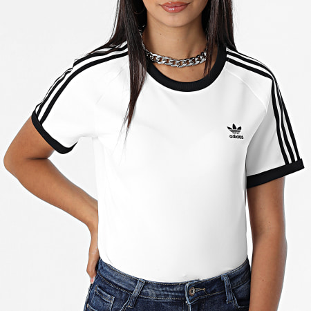 Adidas Originals - Tee Shirt Femme A Bandes HM6412 Blanc