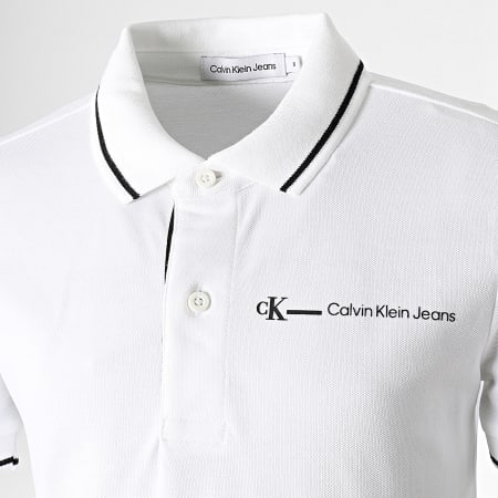 Calvin Klein - Polo Manches Courtes Enfant Lined Logo 1313 Blanc