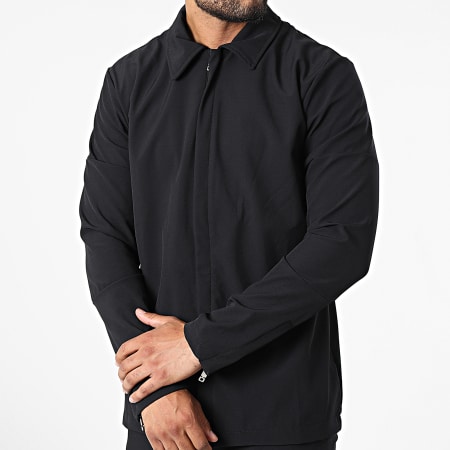 Ikao - LL654 Conjunto de chaqueta y pantalón negro con cremallera