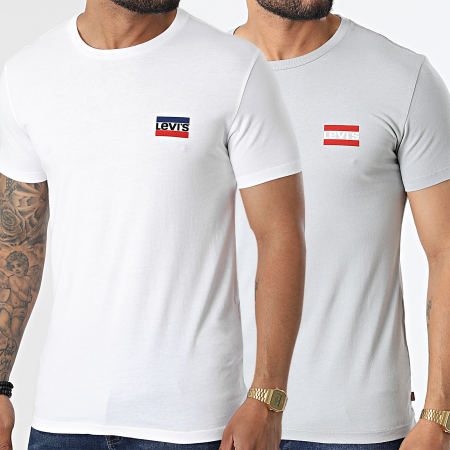 Levi's - Lote de 2 Camisetas cuello redondo 79681 Blanco Gris