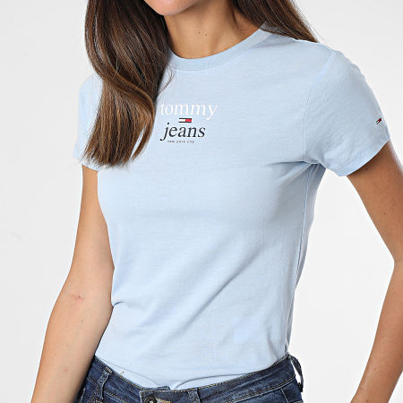 Tommy Jeans - Tee Shirt Femme Baby Essential Logo 3623 Bleu Clair