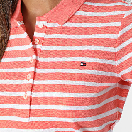 Tommy Hilfiger - Polo Manches Courtes Femme 7151 Corail Blanc