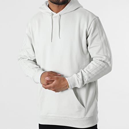 Adidas Originals - Essential HK2725 Felpa con cappuccio a righe grigio chiaro