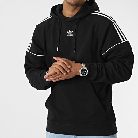 Adidas Originals - HK7309 Felpa con cappuccio a righe nera
