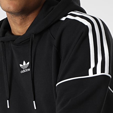 Adidas Originals - HK7309 Sudadera con capucha a rayas Negro
