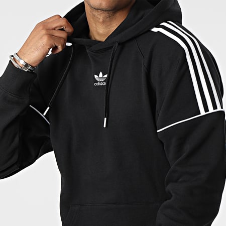 Adidas Originals - HK7309 Sudadera con capucha a rayas Negro