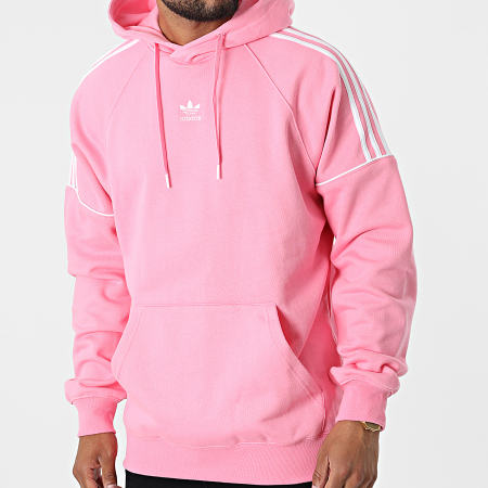 Adidas Originals - HK7309 Sudadera con capucha a rayas rosa