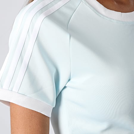 Adidas Originals - Maglietta donna 3 strisce Slim HM6415 Blu cielo
