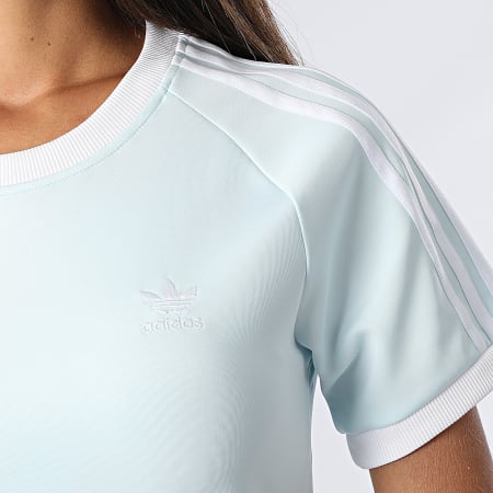 Adidas Originals - Tee Shirt Slim Femme 3 Stripes HM6415 Bleu Ciel