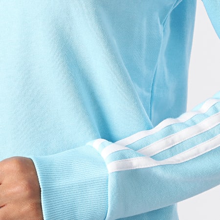 Adidas Performance - Sudadera con capucha 3 rayas para mujer Crop HL2168 Azul cielo