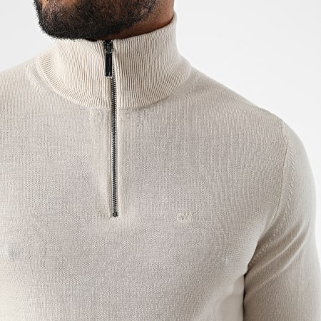 Calvin Klein - Sweat Col Montant Zippé Superior Wool 9915 Beige