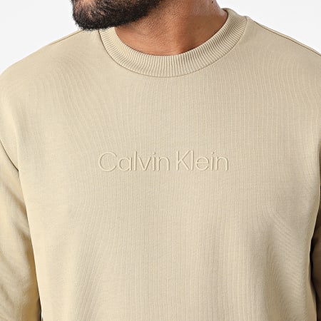 Calvin Klein - Sudadera cuello redondo Logo Modern Front 9692 Beige