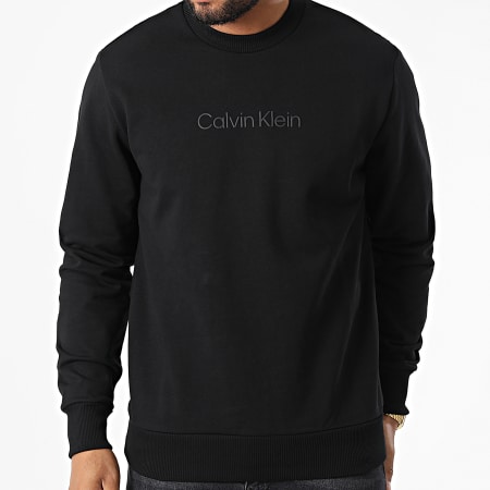 Calvin Klein - Felpa girocollo con logo frontale moderno 9692 Nero