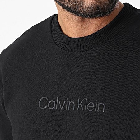 Calvin Klein - Felpa girocollo con logo frontale moderno 9692 Nero