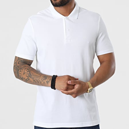 Calvin Klein - Polo a manica corta con strisce Elevated Logo 9558 Bianco