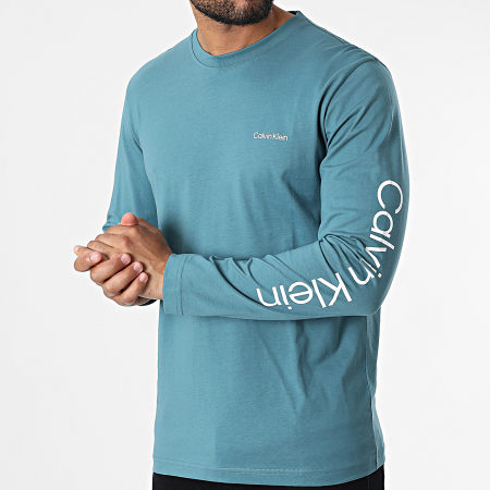 Calvin Klein - Tee Shirt Manches Longues Sleeve Placement Logo 9737 Bleu Clair