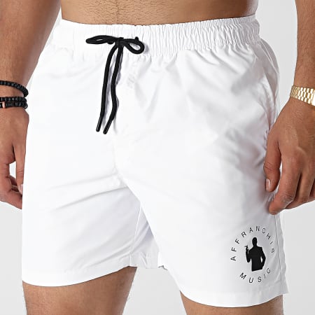 Affranchis Music - Pantaloncini da bagno con logo Bianco Nero
