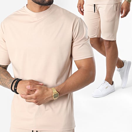 Frilivin - FL015 Set di maglietta e pantaloncini da jogging beige