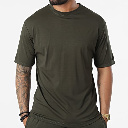 Frilivin - Conjunto de camiseta y pantalón corto FL015 Caqui Verde
