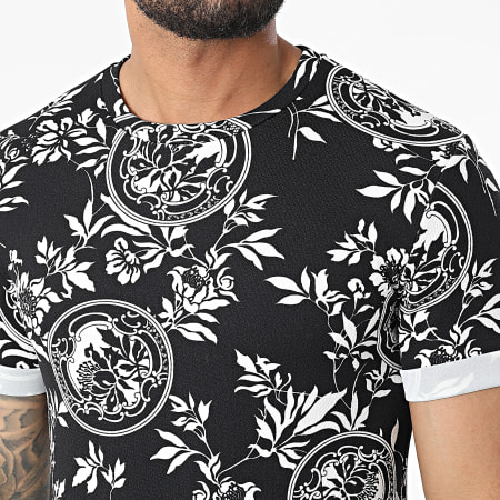 Frilivin - Oversize Floral Camiseta Negro