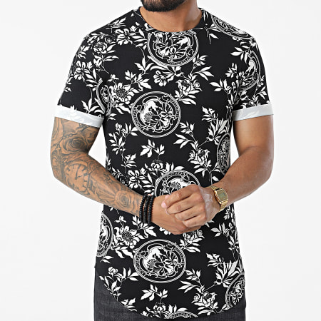Frilivin - Tee Shirt Oversize Floral Noir