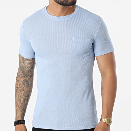 Frilivin - Camiseta de bolsillo azul claro
