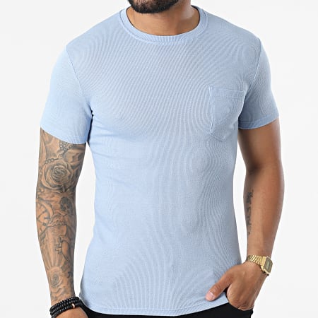 Frilivin - Camiseta de bolsillo azul claro